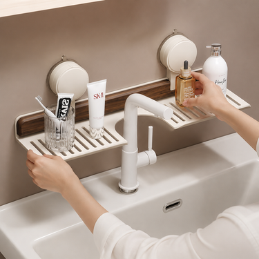 Bathroom Wall Shelf | No-Drill Suction-Cup Mount | Water-Resistant & Easy Clean | Space-Saving