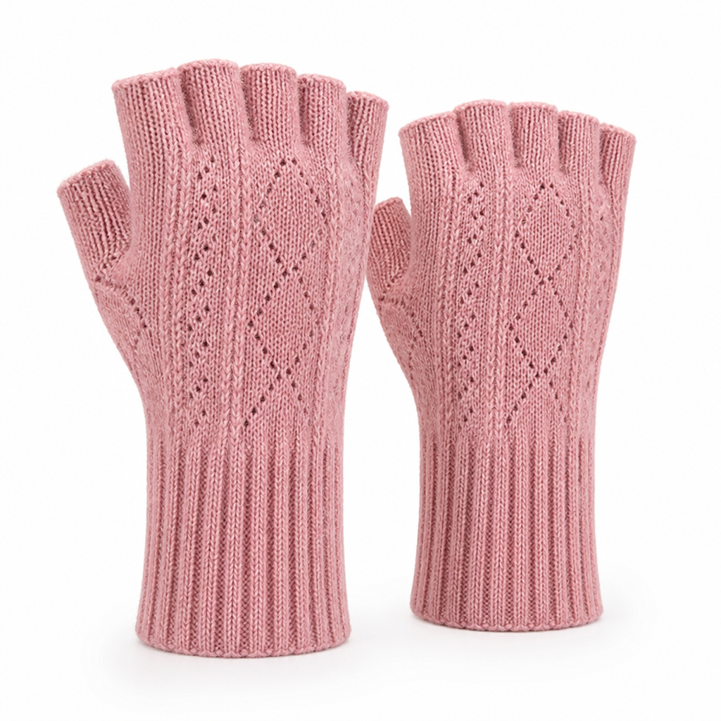 Fingerless Knit Gloves With Wrist Warmers