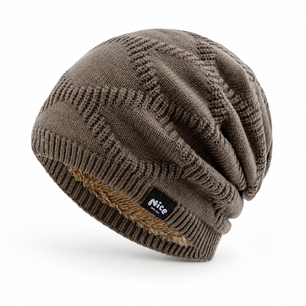 Fleece-Lined Winter Beanie Knit Hat 55 60 cm