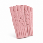 Pair of fingerless knit gloves with extended wrist warmers