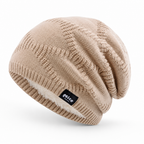 Fleece-lined winter beanie knit hat shown from the front