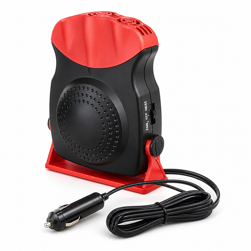 12V car heater and windshield defroster fan shown from the front