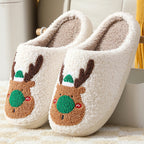 Christmas Elk Slippers Plush Winter House Shoes
