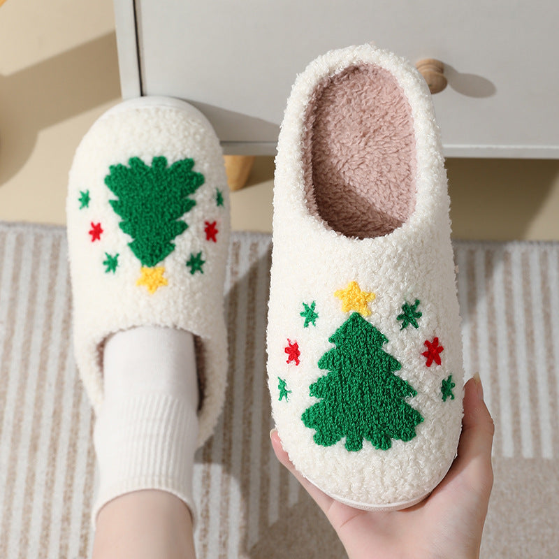 Christmas Santa Slippers Warm Fuzzy House Shoes