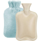 Covered hot water bottle designed for relaxation and gentle heat