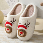 Christmas Santa Slippers Warm Fuzzy House Shoes