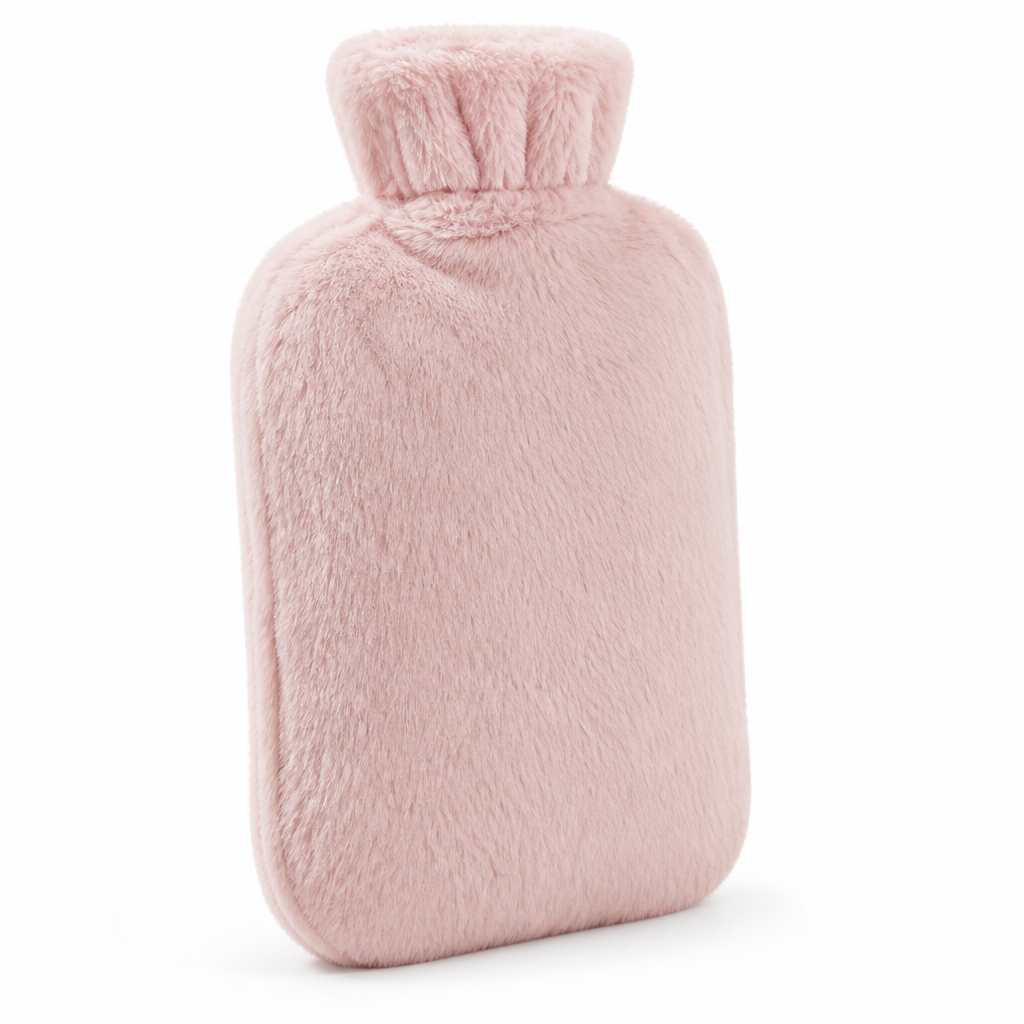 Hot Water Bottle With Plush Cover And Fleece Sleeve