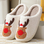 Pair of soft elk slippers for warm Christmas lounging at home
