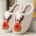 Christmas Elk Slippers Plush Winter House Shoes