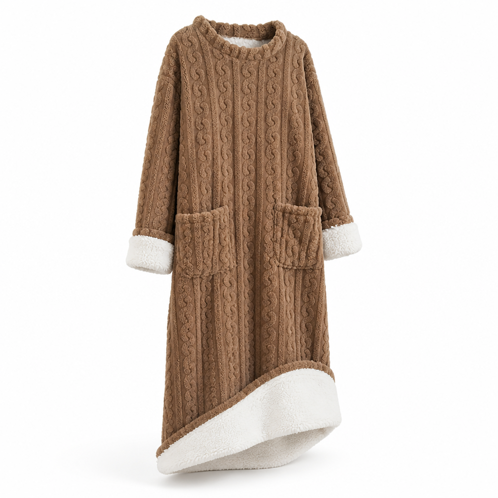 Women's Fleece Blanket Dress With Front Pockets