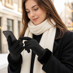 Women's gloves with touchscreen tips for using smartphones outdoors