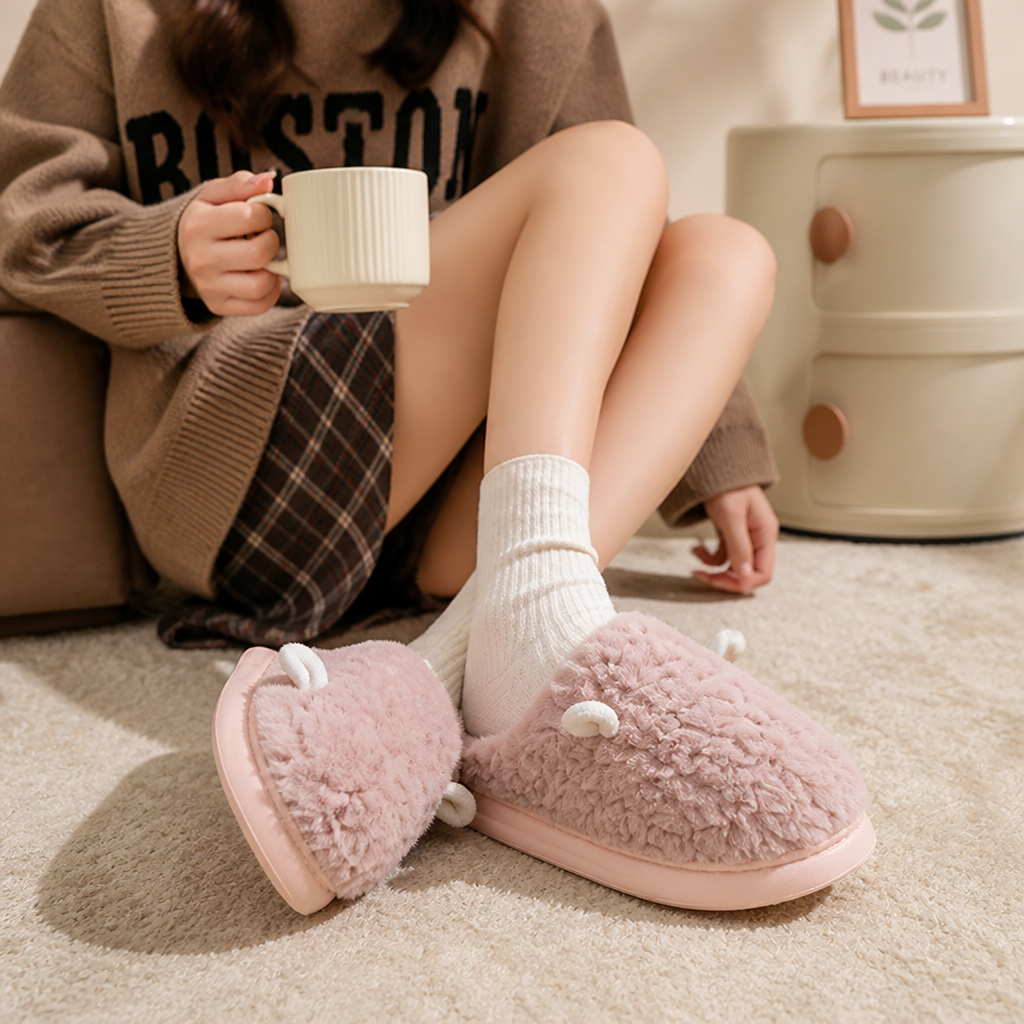 Women's slip-on slippers with a non-slip sole for home