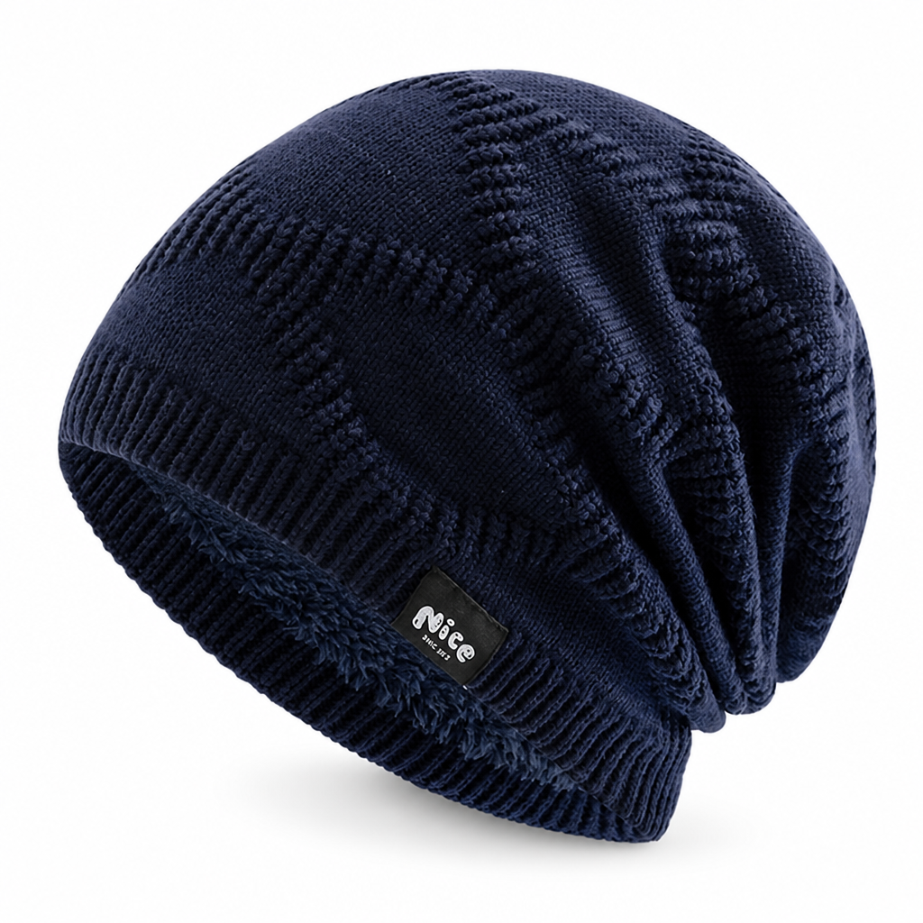 Fleece-Lined Winter Beanie Knit Hat 55 60 cm