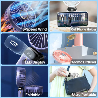 3-in-1 Personal Fan | Power Bank & LED Display | Up to 7h Runtime | Neck/Handheld/Desktop