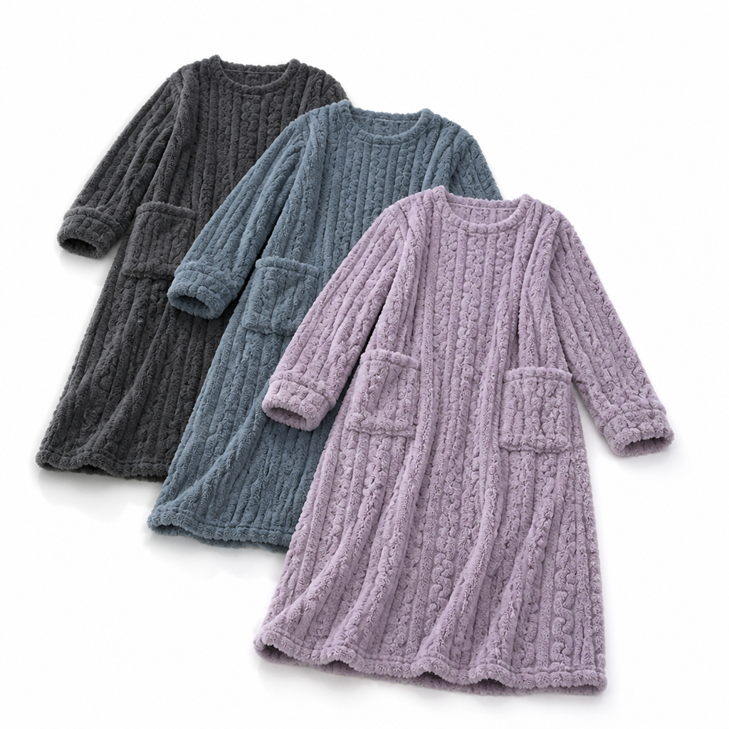 Soft fleece blanket dress designed for cozy lounging at home