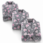 Soft calf-length robe styled for comfortable lounging at home