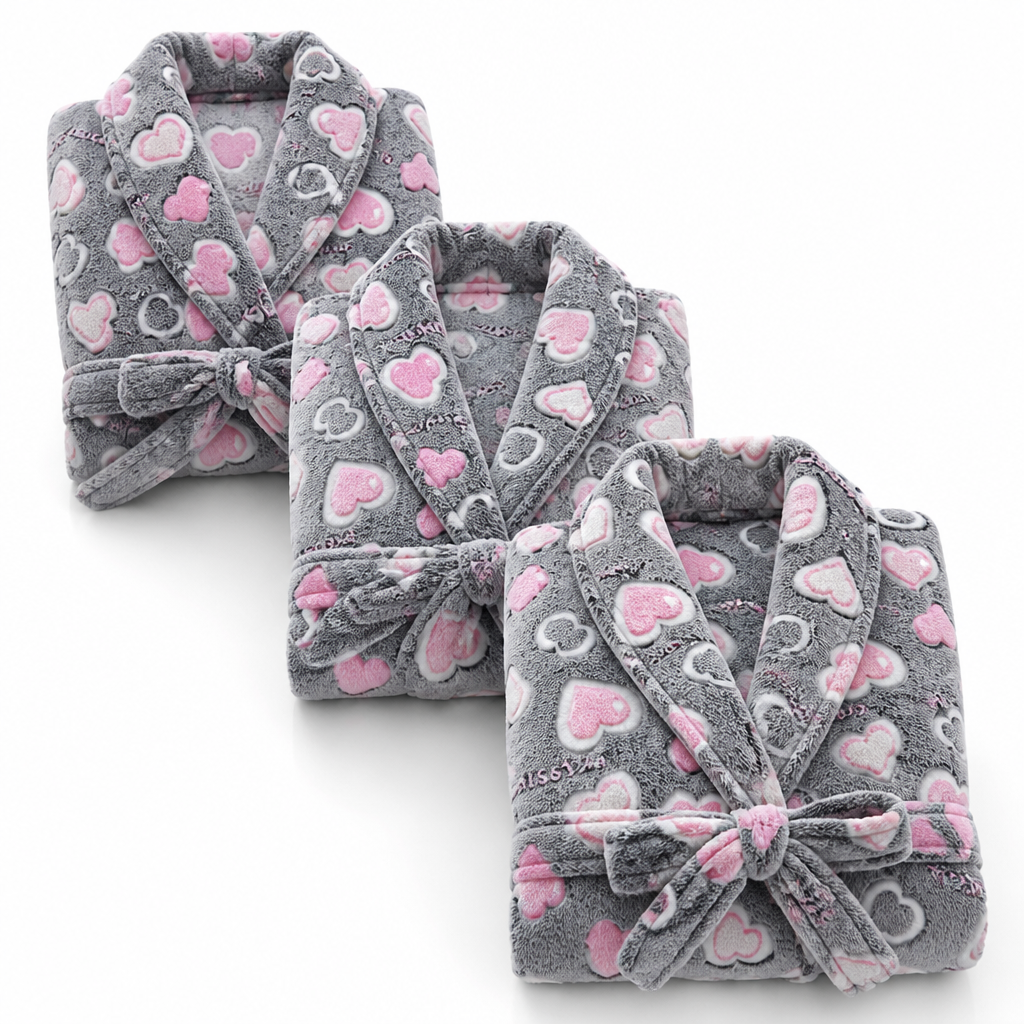 Soft calf-length robe styled for comfortable lounging at home