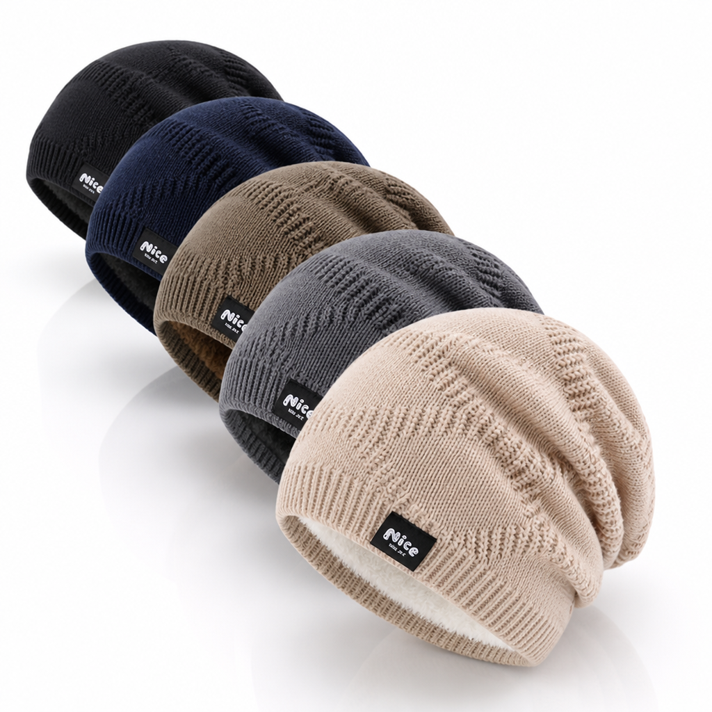 Winter beanie hat designed for a 55-60 cm head circumference