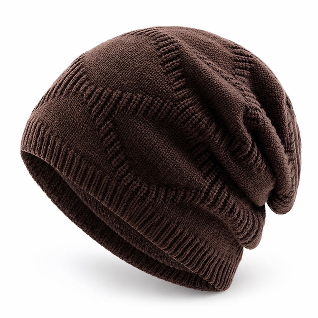 Fleece-Lined Winter Beanie Knit Hat 55 60 cm