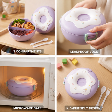 3-Compartment Lunch Box | Microwave-Safe | Secure Side Locks | Organized Meals
