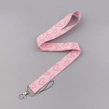 Phone & ID Lanyard | Cute Pink Heart Design | Card Holder & Keychain | Everyday Carry