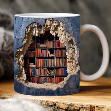 Ceramic 3D Bookshelf Mug for Book Lovers
