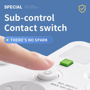 Power Strip | Multiple Outlets with USB & Type-C | 2500W Surge Protection & Switch