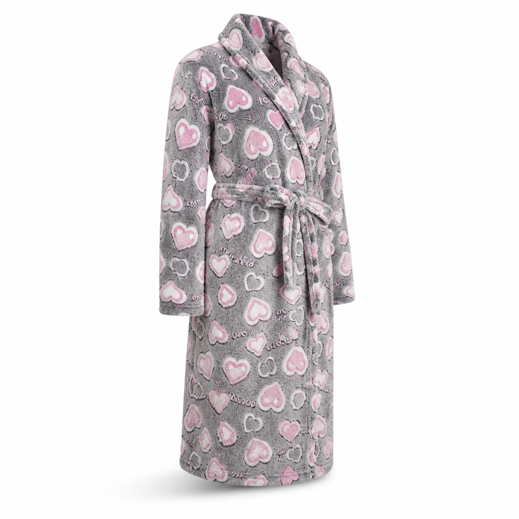 Women's Calf-Length Flannel Robe With Adjustable Belt