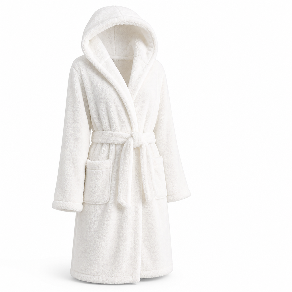 Women's Hooded Fleece Bathrobe Knee-Length