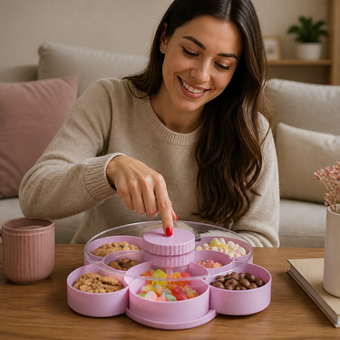Rotating Serving Tray | 360° Rotation & Multiple Compartments | BPA-Free Plastic | Neat Table