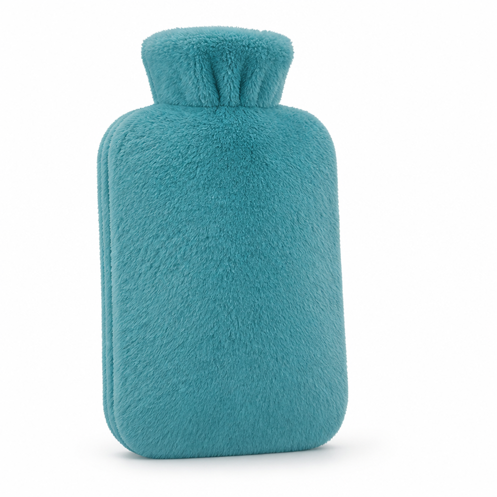 Hot Water Bottle With Plush Cover And Fleece Sleeve