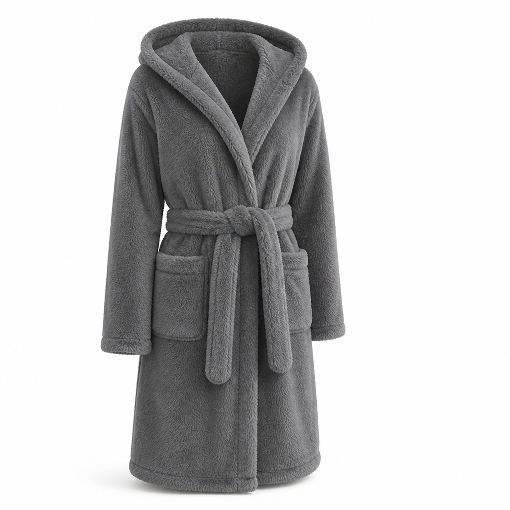 Women's Hooded Fleece Bathrobe Knee-Length