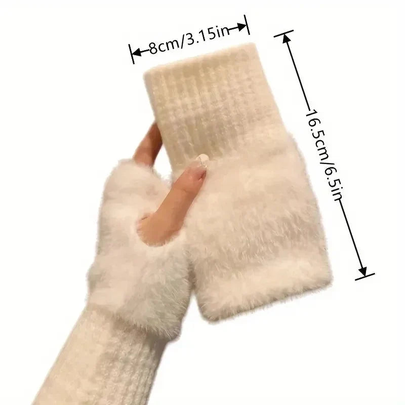 Close-up view of the knit texture and fleece-lined cuffs