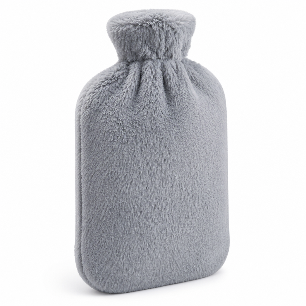 Hot Water Bottle With Plush Cover And Fleece Sleeve