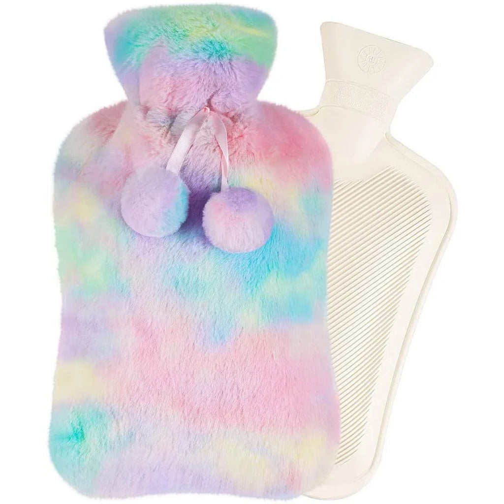 Fleece sleeve provides a soft layer around the hot water bottle