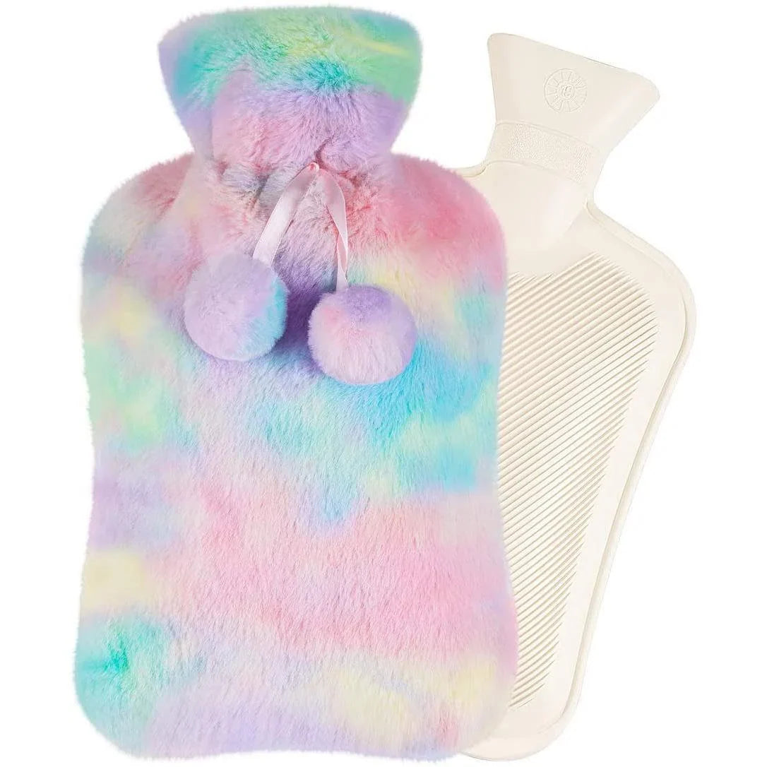 Fleece sleeve provides a soft layer around the hot water bottle