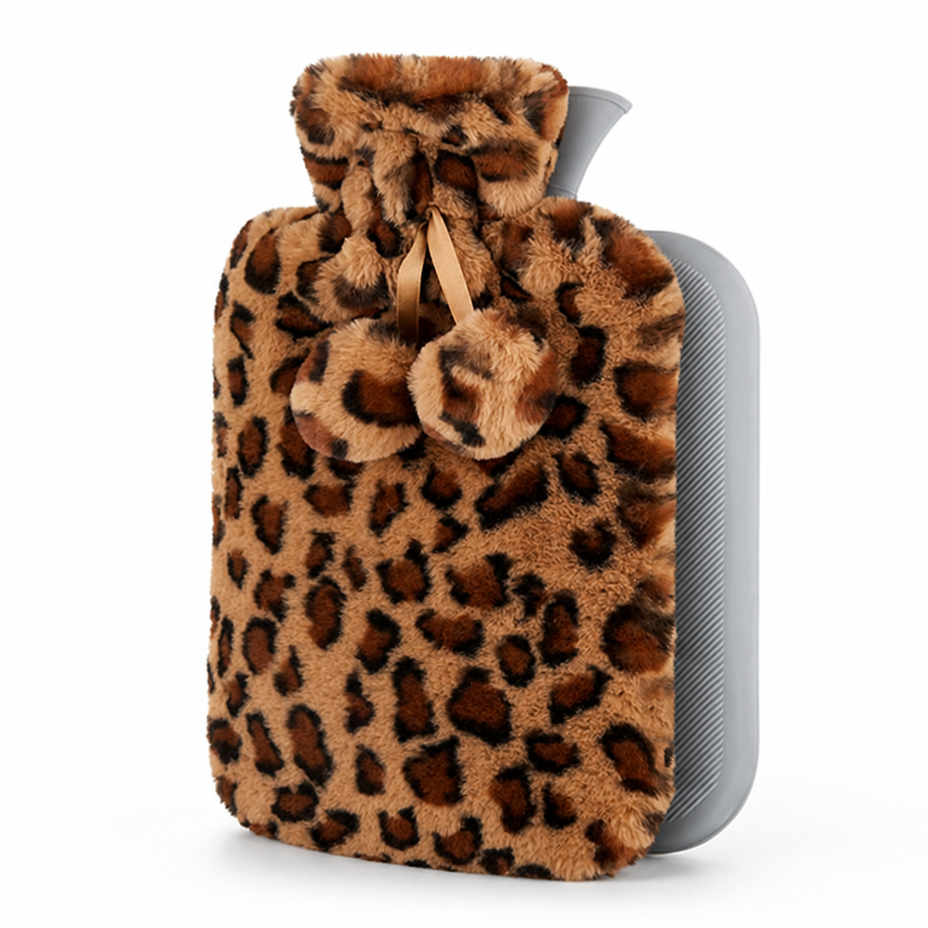 Hot Water Bottle With Plush Cover And Fleece Sleeve