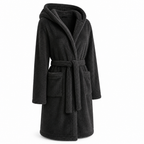Women's Hooded Fleece Bathrobe Knee-Length