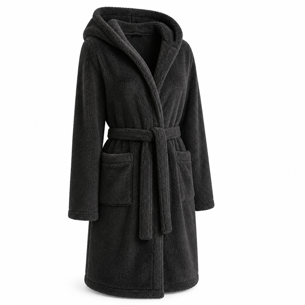 Women's Hooded Fleece Bathrobe Knee-Length