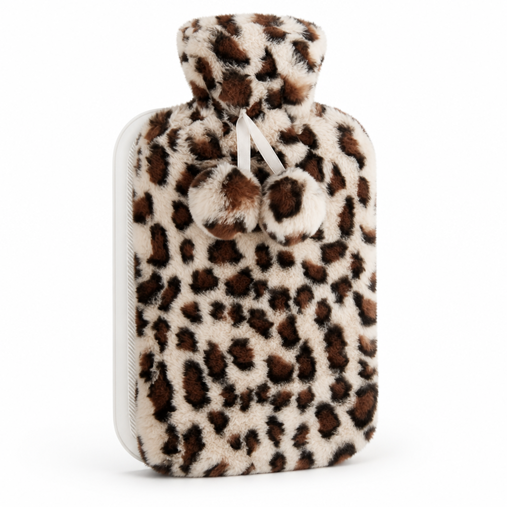 Hot Water Bottle With Plush Cover And Fleece Sleeve