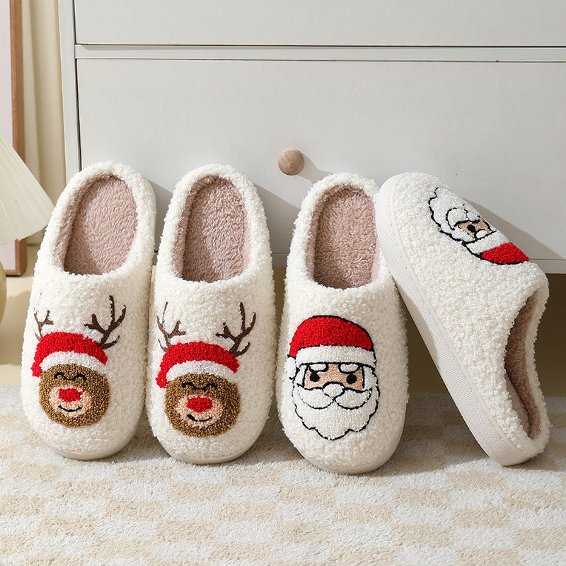Christmas-themed slippers with cute Santa character details
