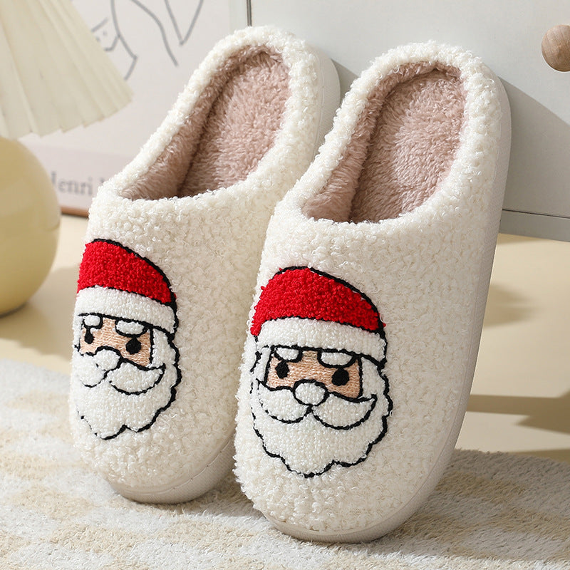 Christmas Santa Slippers Warm Fuzzy House Shoes
