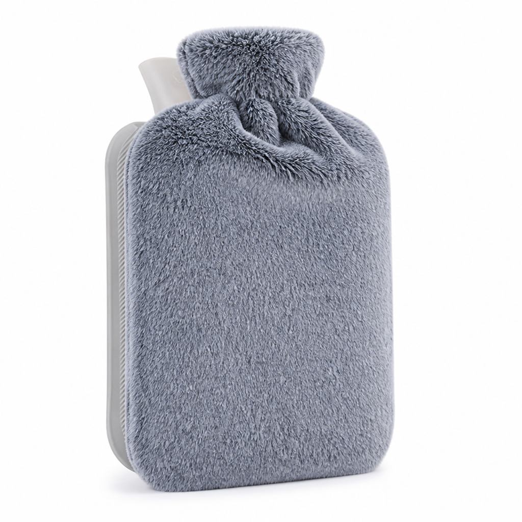 Hot Water Bottle With Plush Cover And Fleece Sleeve