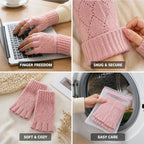 A pair of cozy fingerless gloves for cool-weather layering