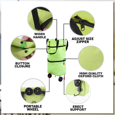 2-in-1 Foldable Shopping Trolley | Retractable Wheels & Lightweight Design | 30 kg Capacity