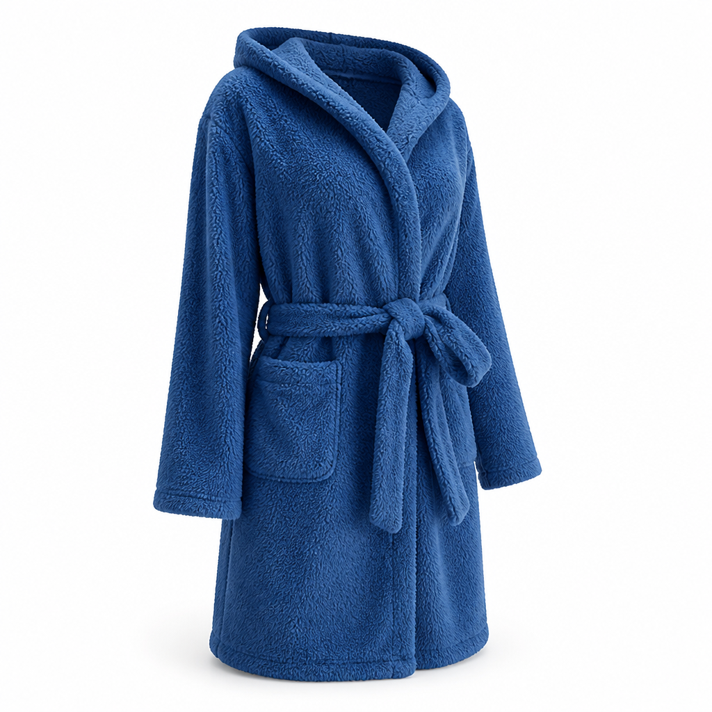 Women's Hooded Fleece Bathrobe Knee-Length
