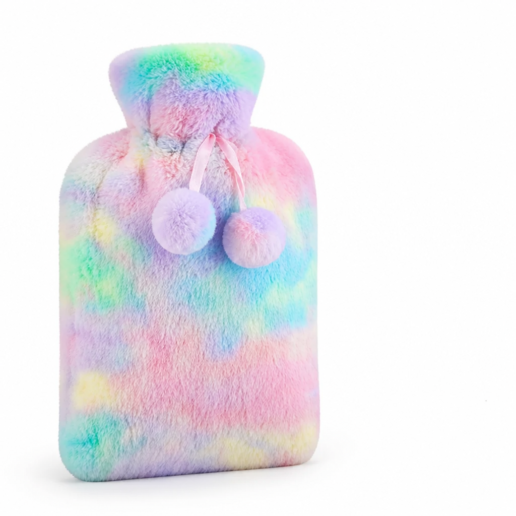 Hot Water Bottle With Plush Cover And Fleece Sleeve