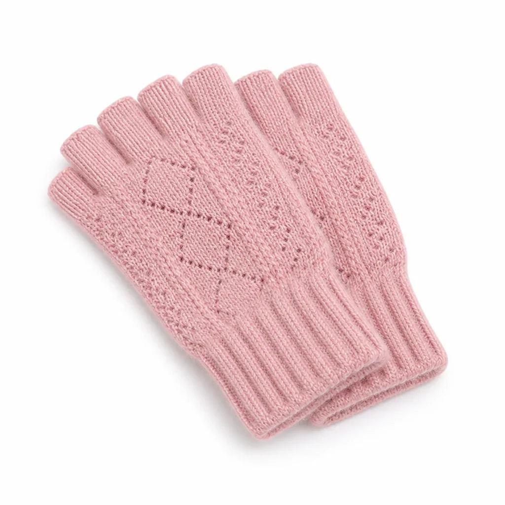 Wrist warmers extending from a pair of knitted gloves