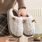 Comfortable plush house shoes for lounging at home