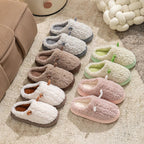 Close-up of soft lining inside unisex memory foam slippers